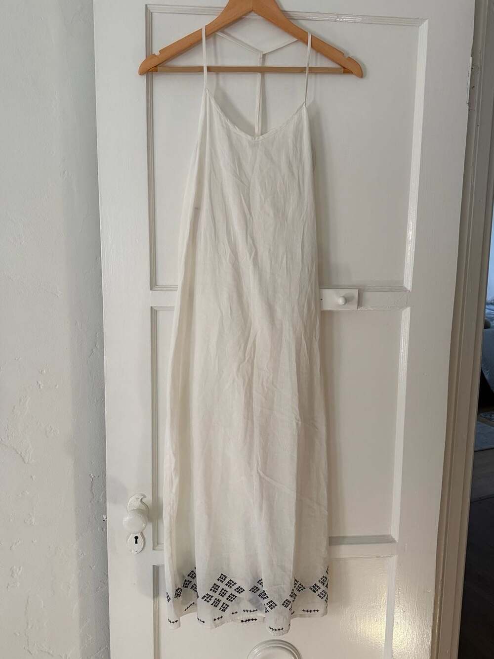 Chan Luu White Cotton Embroidered Maxi Dress